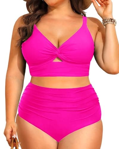 Daci Plus Size Knot Twist High Waisted Bikini Tummy Control_swimsuits 2025