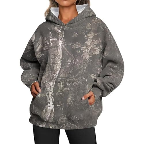 Thatrich Camo Sweatshirt Women Maple Leaf Graphic Hoodies