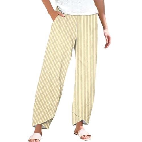 Elastic Waisted Comfortable Women's Crop Pants