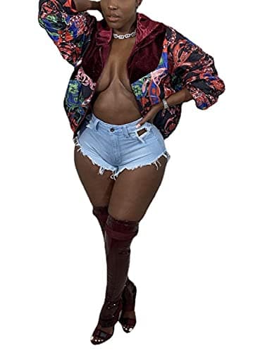 SIAEAMRG High Waisted Womens Summer Stretchy Denim Shorts