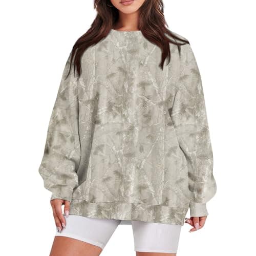 GOFULY Oversized Camo Pullover Sweatshirt for Women