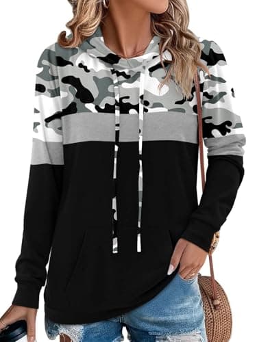 Women's Camo Leopard Print Hoodie Sweatshirt