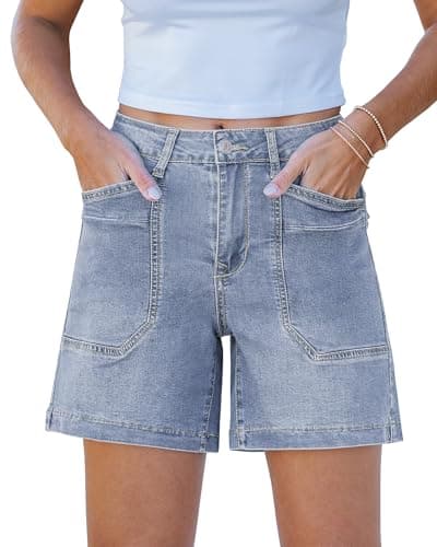 Luvamia Jean Shorts for Women Casual Summer Jorts Trendy Mid Rise Cut Off Denim Shorts with Pockets