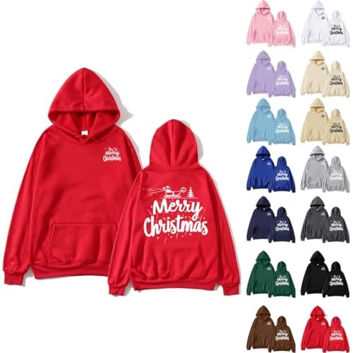 Trendy Oversized Sherpa Fleece Women's Christmas Print Hoodie Patry