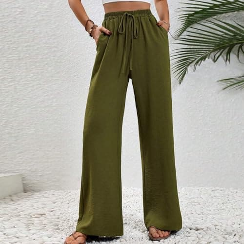 Yxzogd High-Waisted Loose Flowy Palazzo Pants for Women Summer Business Casual