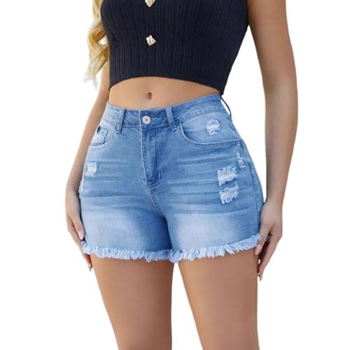 Trendy Ripped Denim Shorts for Women Summer Beach Fashion