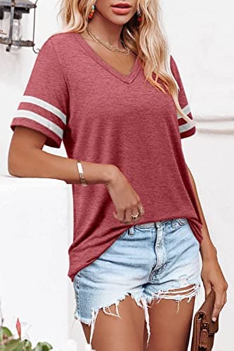 Angerella Casual Summer V-Neck T-Shirts for Women