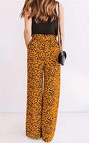 Womens Cotton Palazzo Wide Leg Pants with Pockets and Belt