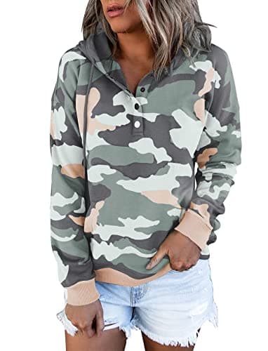 Women's Button Down Hooded Sweatshirts with Pockets