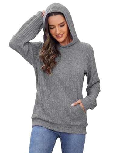 Bosmeer Women's Long Sleeve Shirts with Kangaroo Pocket & Hood Fall Pullovers