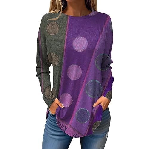 Shusuen 2024 Casual Crewneck Printed Tops for Women