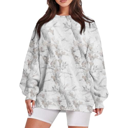GOFULY Oversized Camo Pullover Sweatshirt for Women