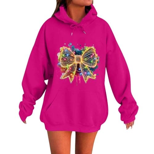Cute Women's 2024 Oversized Christmas Sweatshirt with Pocket