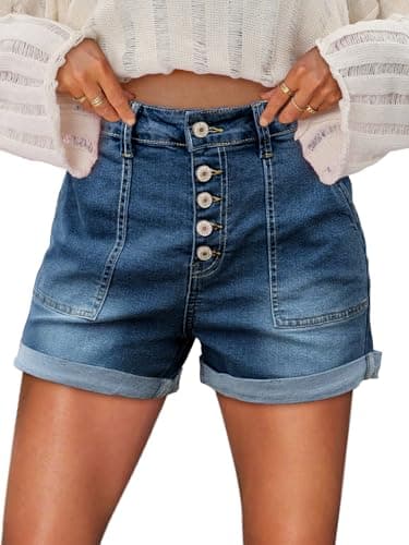 KISSMODA High-Waisted Ripped Denim Shorts for Women