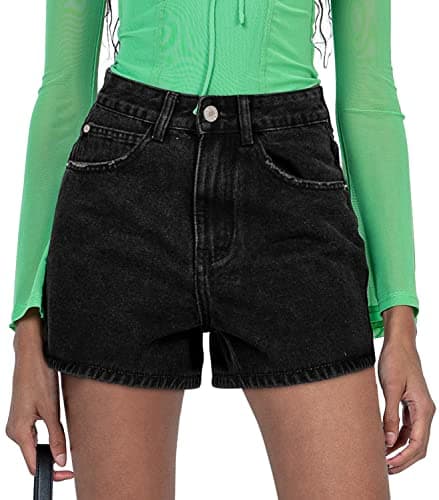 CHICZONE Women's Ripped Mid-High Waisted Denim Shorts