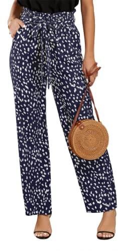 SySea Women's High Waisted Leopard Print Belted Palazzo Pants with Pockets