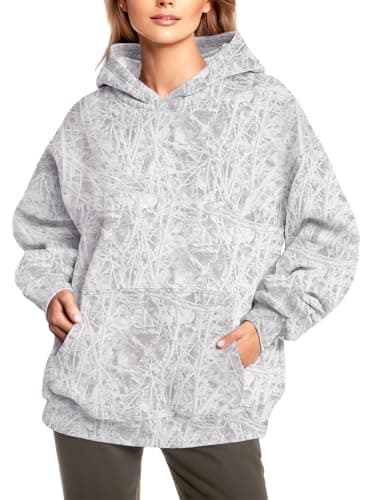 Peassa Women's Camo Oversized Hoodie Sweatshirt with Tree Leaf Graphic