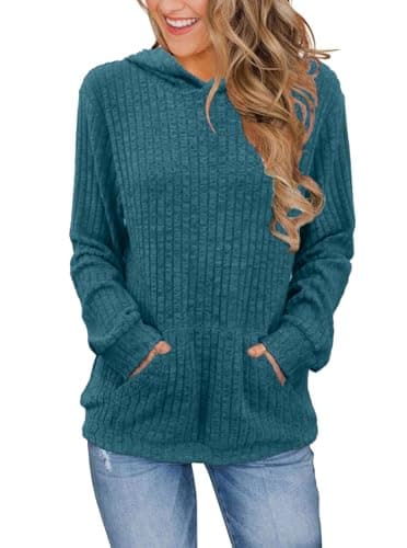 Bosmeer Women's Long Sleeve Shirts with Kangaroo Pocket & Hood Fall Pullovers