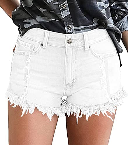 Necooer Women's Casual Mid-Waist Stretch Denim Shorts