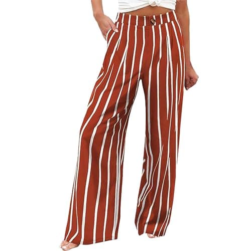 Stylish Women's Wide Leg Office Pants with Pockets Solid Slacks