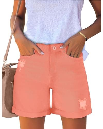 Luvamia Women's High Rise Ripped Denim Shorts