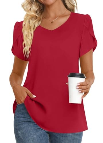 Womens Summer V Neck Chiffon Tunic Tops M-3XL