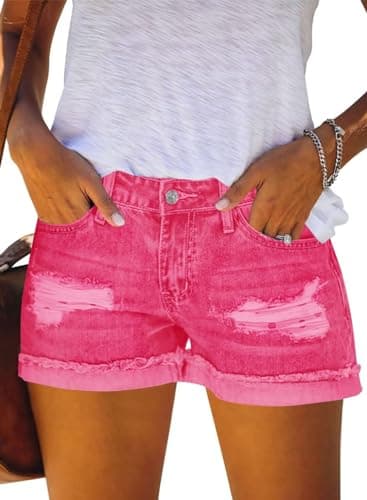 JOCAFIYE Women's High Waisted Ripped Jean Shorts