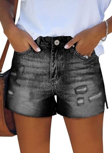 Womens Denim Jean Shorts with Button Pockets for Summer