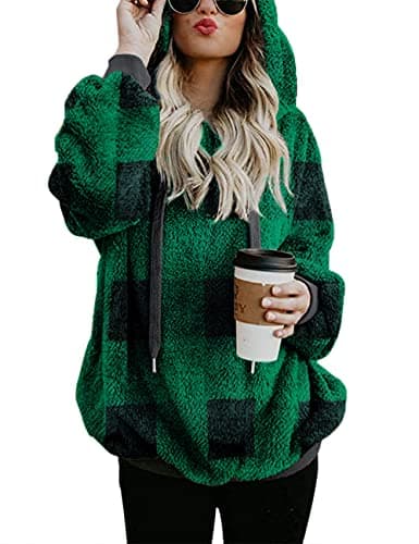 Romanstii Women's Casual Double Fuzzy Sweatshirt Hoodie Outwear S-XXL