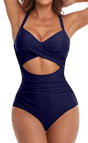 Women's Tummy Control One Piece Swimsuit with Cutout Detail