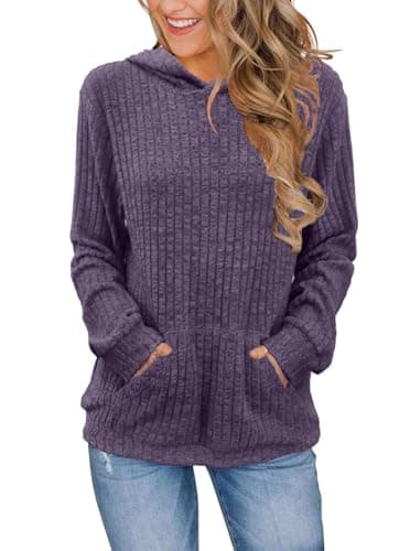 Bosmeer Women's Long Sleeve Shirts with Kangaroo Pocket & Hood Fall Pullovers