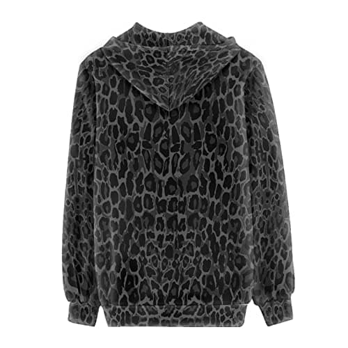 Irisjudy Leopard Print Hooded Sweatshirt with Pocket