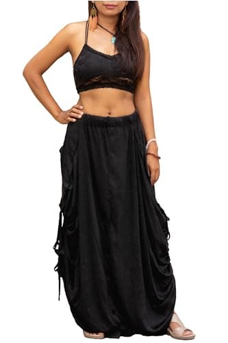 Thaluta Women's Wide Leg Palazzo Pants with Pockets (Solid Black)