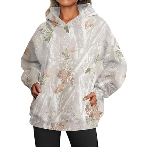 Weinexra Women's Camo Maple Leaf Print Oversized Hoodie Fleece Sweatshirt