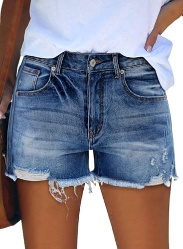 KISSMODA High-Waisted Ripped Denim Shorts for Women