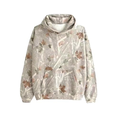 Stylish Maple Leaf Printed Camo Hoodie for Women