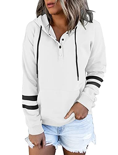 Women's Button Down Hooded Sweatshirts with Pockets