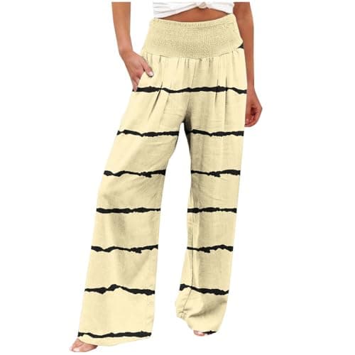 Yxzogd Striped High-Waisted Wide Leg Palazzo Pants for Women