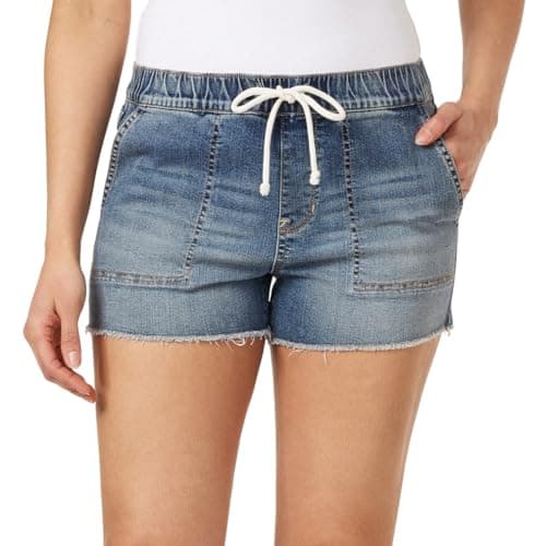 WallFlower Women's Insta Stretch Denim Jogger Shorts Juniors Mid-Rise
