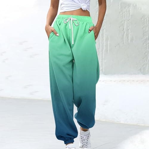 SMIDOW Women's Trendy Fall Gradient High-Waisted Jogger Pants
