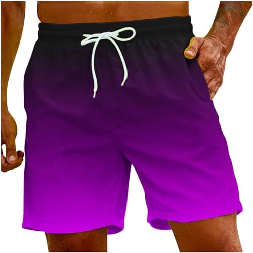 Sunaei Gradient Men's Stretch Jogger Shorts for Summer Beach Wear