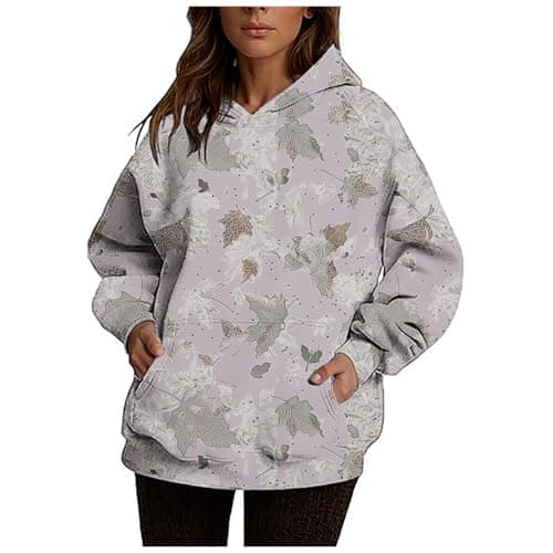 Ceboyel Womens Maple Leaf Camo Oversized Hoodie Trendy Teen Girls Fashion