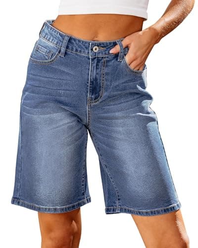 Luvamia High-Waisted Bermuda Jean Shorts for Women