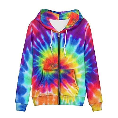 Irisjudy Monet Art Color Stripe Zip Hoodie for Women