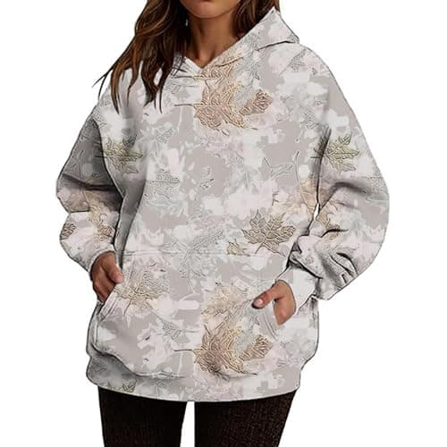 Weinexra Women's Oversized Camo Maple Leaf Hoodie