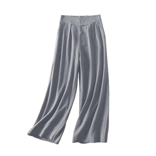 Yxzogd Women's High-Waisted Elastic Wide Leg Jogger Pants Summer Linen Yoga Lounge
