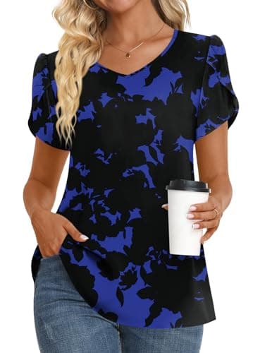 Womens Summer V Neck Chiffon Tunic Tops M-3XL