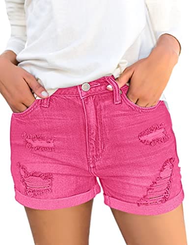 Luvamia Women's High-Waisted Ripped Denim Shorts