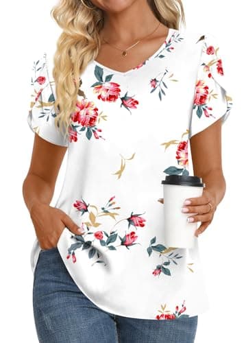 Womens Summer V Neck Chiffon Tunic Tops M-3XL