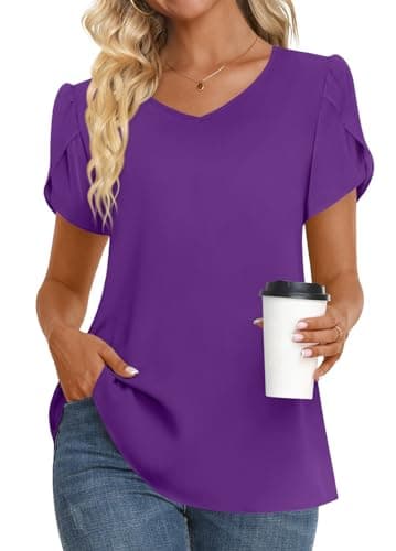Womens Summer V Neck Chiffon Tunic Tops M-3XL